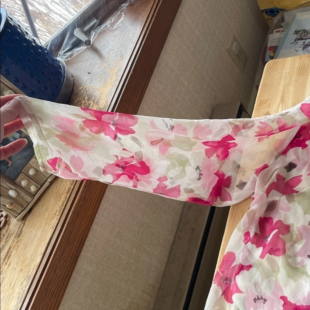Robbie Bee Vintage 100% Silk Garden Inspired Floral Robe